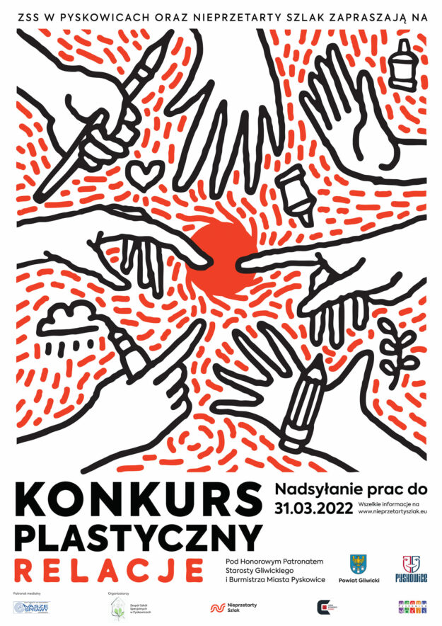 plakat zapowiadający konkurs plastyczny pt. Relacje