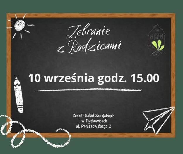tablica z napisem zebranie rodziców