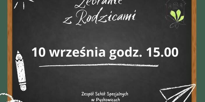 tablica z napisem zebranie rodziców